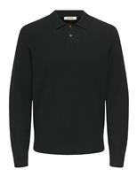 ONLY & SONS Wool Blend Knitted Polo Shirt Light Grey