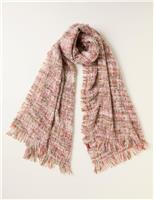 Checked Fringed Scarf