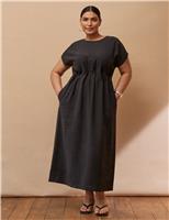 Round Neck Pleated Midaxi Tea Dress