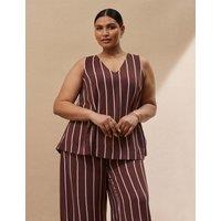 Striped V-Neck Sleeveless Top