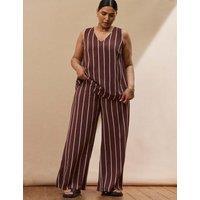 Live Unlimited London Striped Wide Leg Trousers Brown Mix