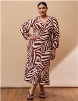 Animal Print V-Neck Midi Tea Dress