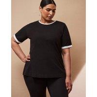 Live Unlimited London Pure Cotton Contrast T-Shirt Black