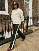 Ponte Side Stripe Wide Leg Trousers