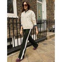 BAUKJEN Ponte Side Stripe Wide Leg Trousers Khaki Mix
