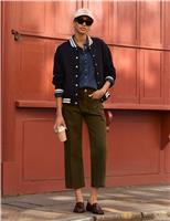 Wool Rich Stripe College Bomber Jacket