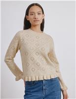 Wool Blend Pointelle Ruffle Jumper