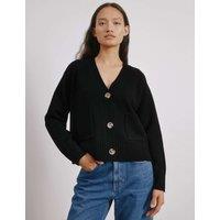 Albaray V-Neck Relaxed Cardigan with Wool Black