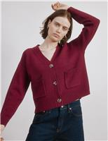 V-Neck Relaxed Cardigan with Wool