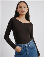 Albaray V-Neck Bardot Top Black