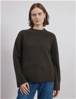 Textured Crew Neck Jumper with Wool