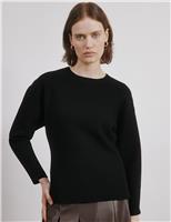 Crew Neck Balloon Sleeve Fitted Jumper