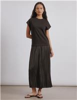 Plisse Midi T-Shirt Dress