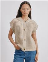Wool Blend Button Front Knitted Waistcoat