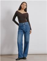 Mid Rise Straight Leg Jeans