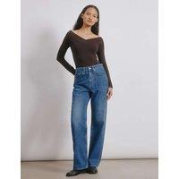 Albaray Mid Rise Straight Leg Jeans Blue Denim