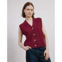 V-Neck Button Front Waistcoat with Wool