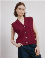V-Neck Knitted Waistcoat with Wool