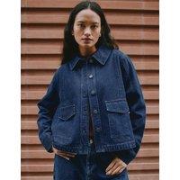 Albaray Pure Cotton Denim Relaxed Jacket Dark Blue Denim