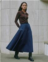 Cotton Blend Textured Top with Wool