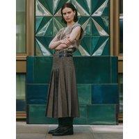 Albaray Dogtooth Pleated Midi Skirt Brown Mix