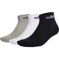 Adidas 3 Pack Linear Cotton Rich Logo Ankle Socks Multi