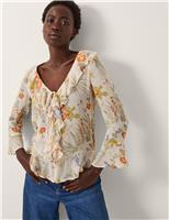 Floral Tie Neck Blouse