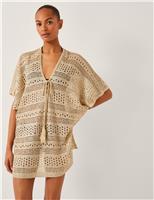 Metallic V-Neck Cover Up Kaftan