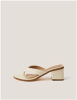 Monsoon Block Heel Open Toe Mules Ivory