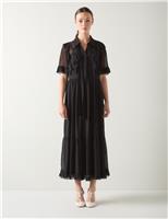 Chiffon Frill Detail Midaxi Shirt Dress