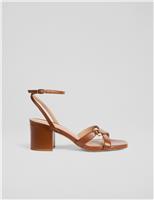 Leather Ankle Strap Block Heel Sandals