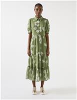 Floral Collared Relaxed Midi Tiered Dress