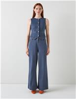 Cotton Rich Ponte Denim Cropped Waistcoat