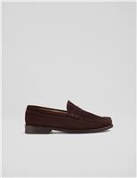Suede Block Heel Penny Loafers