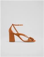Suede Tassel Detail Block Heel Sandals