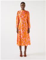 Silk Blend Floral Jacquard Midi Skater Dress