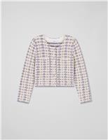 Tweed Diamante Detail Woven Cardigan