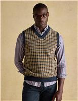 Wool Rich Houndstooth Knitted Vest