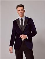 Hawes & Curtis Cotton Rich Velvet Suit Jacket Navy