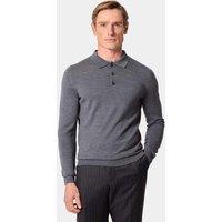Hawes & Curtis Pure Wool Long Sleeve Polo Shirt Grey