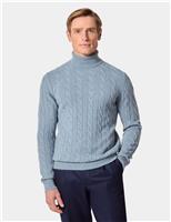 Pure Lambswool Cable Roll Neck Jumper