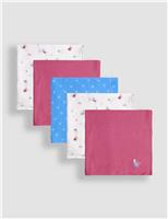 5pk Pure Cotton Embroidered Mouse Muslins