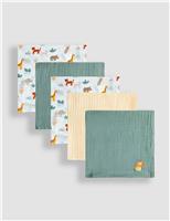 5pk Pure Cotton Safari Muslin Squares
