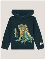 Pure Cotton Iguana Graphic Hoodie (3-13 Years)