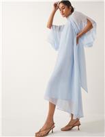Monsoon Chiffon High Neck Maxi Dress Pale Blue