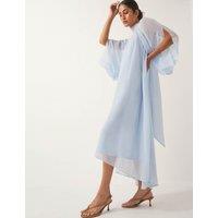 Monsoon Chiffon High Neck Maxi Dress Pale Blue