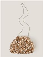 Sequin Chain Strap Clutch Bag