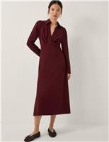 Jersey Collared V-Neck Midaxi Skater Dress