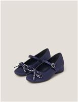 Kids Diamante Bow Shoes (7 Small - 4 Large)