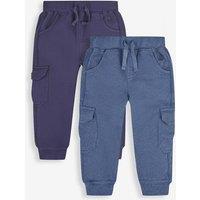 JoJo Maman Bb 2 Pack Pure Cotton Cargo Joggers (6 Mths-9 Yrs) Indigo